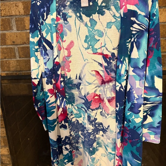 Chico's Other - Chico's Blue and Cream Floral Cardigan